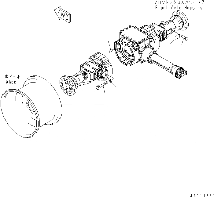 Схема запчастей Komatsu WA200-5 - ПЕРЕДНИЙ МОСТ (ЭЛЕМЕНТЫ КРЕПЛЕНИЯ) СИЛОВАЯ ПЕРЕДАЧА