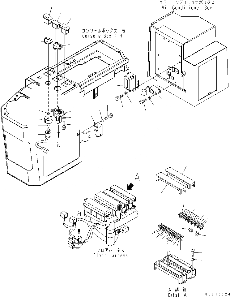 Схема запчастей Komatsu WA200-5 - ПОЛ (ЭЛЕКТРИКА) (БЕЗ ECSS) (КРОМЕ ЯПОН.) КАБИНА ОПЕРАТОРА И СИСТЕМА УПРАВЛЕНИЯ