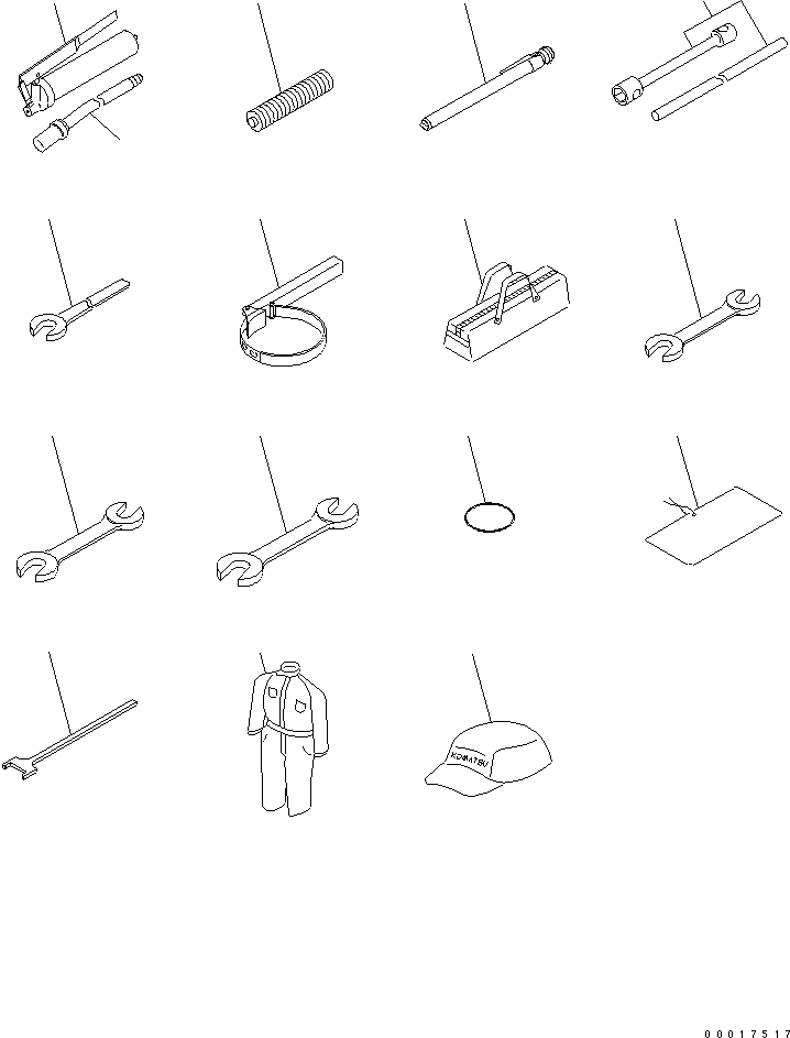 Схема запчастей Komatsu WA200-5 - ИНСТРУМЕНТ (С OVERALL И КРЫШКА) (КРОМЕ ЯПОН.)(№-) АКСЕССУАРЫ И ИНСТРУМЕНТ