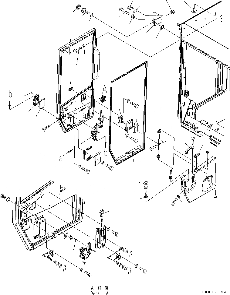Схема запчастей Komatsu WA200-5-SN - КАБИНА ДЛЯ 2 ЧЕЛ. (ДВЕРЬ) (ПРАВ.) (/) (РУКОЯТЬ) КАБИНА ОПЕРАТОРА И СИСТЕМА УПРАВЛЕНИЯ