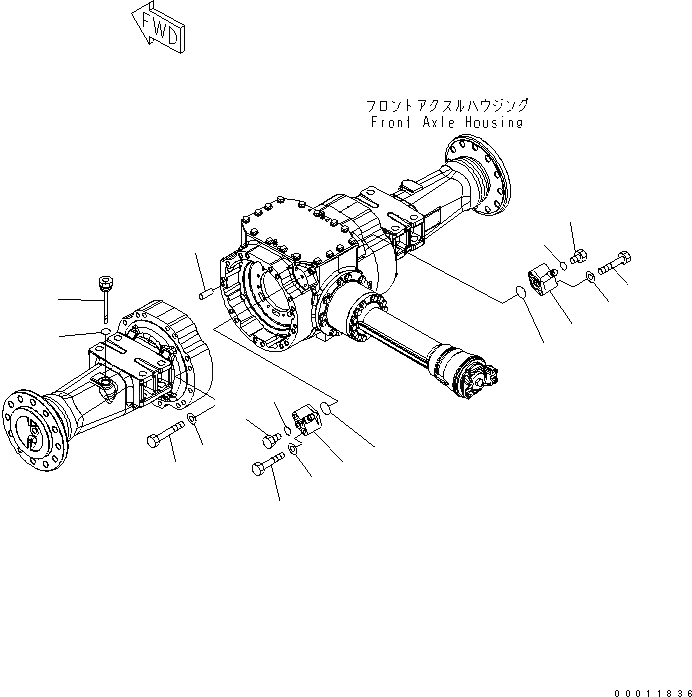 Схема запчастей Komatsu WA200-5-SS - ПЕРЕДНИЙ МОСТ (ЭЛЕМЕНТЫ КРЕПЛЕНИЯ И КЛАПАН) ТРАНСМИССИЯ