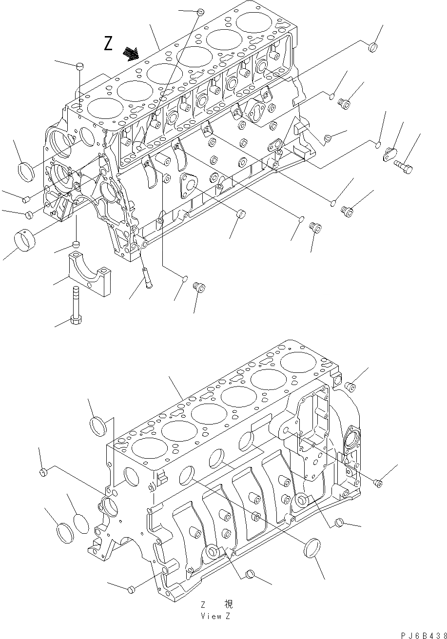 Схема запчастей Komatsu WA200-5 - БЛОК ЦИЛИНДРОВ AA ДВИГАТЕЛЬ