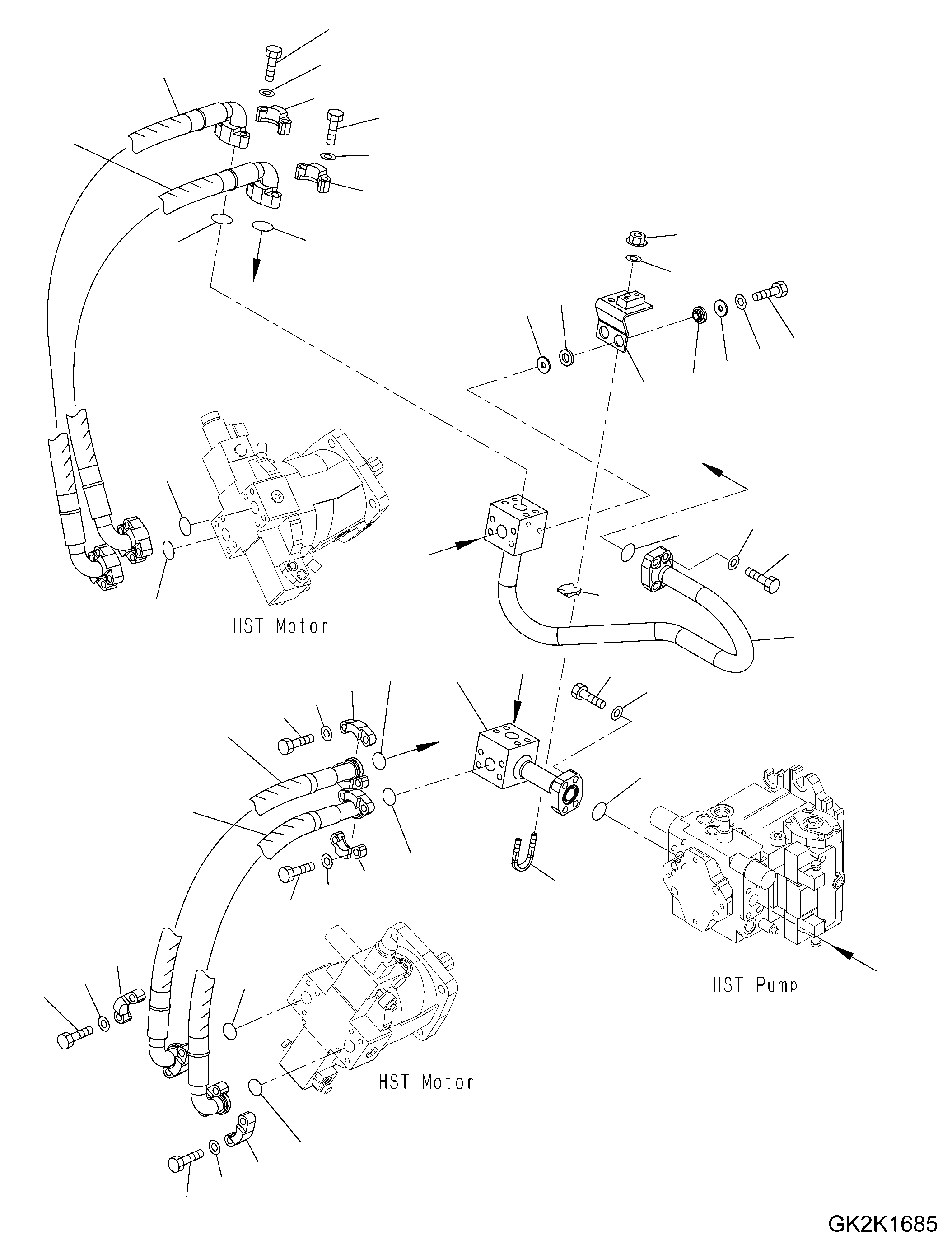 Схема запчастей Komatsu WA200-5 - HST МАСЛ. ЛИНИЯ (ОСНОВН. ЛИНИЯ) F ТРАНСМИССИЯ