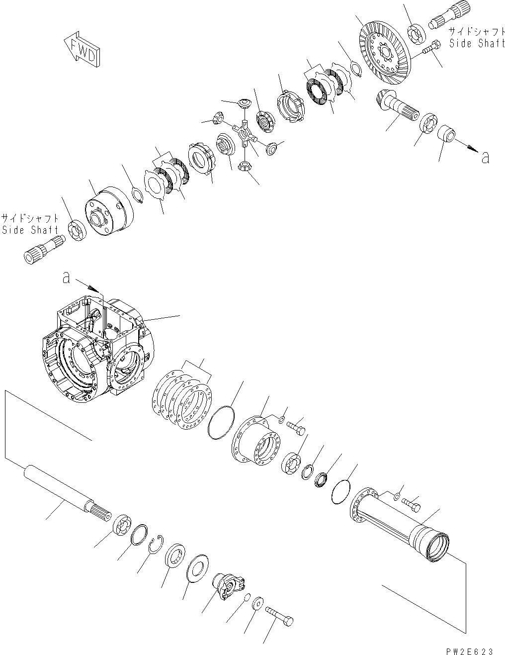 Схема запчастей Komatsu WA200-5 - ПЕРЕДНИЙ МОСТ (ДИФФЕРЕНЦ.) (ASD) F ТРАНСМИССИЯ