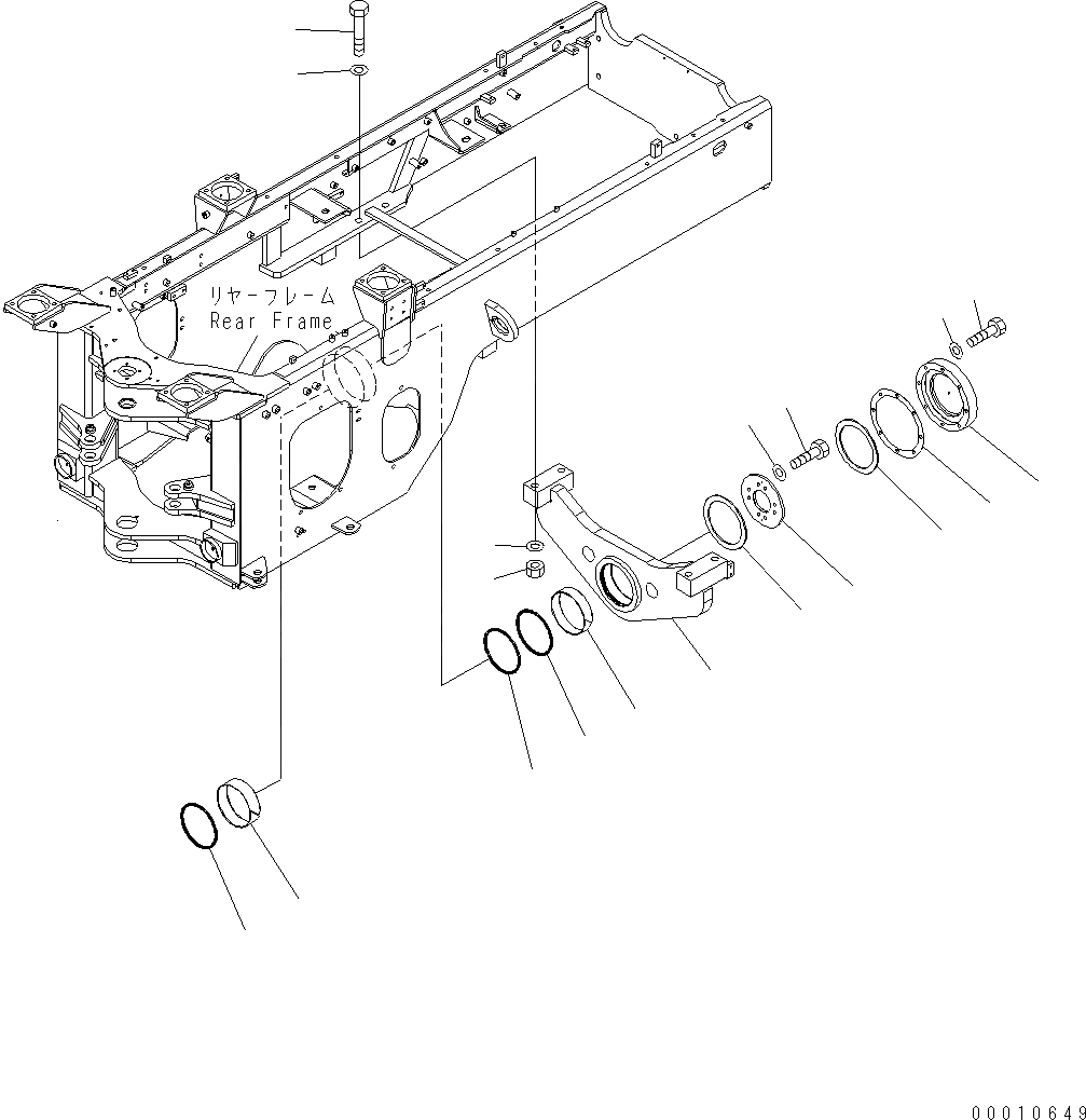 Схема запчастей Komatsu WA200-5 - ЗАДН. МОСТ СУППОРТ J ОСНОВНАЯ РАМА И ЕЕ ЧАСТИ