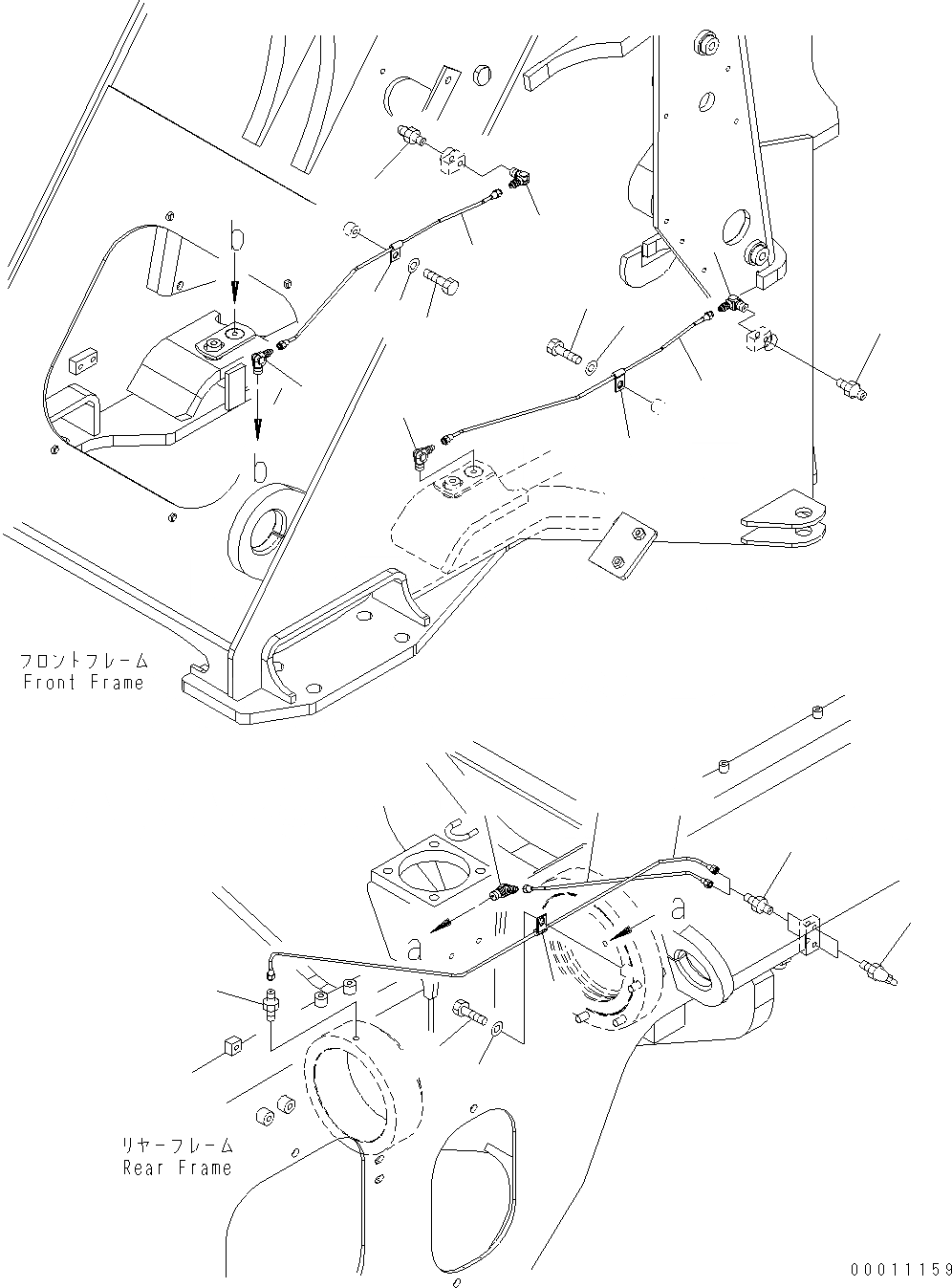 Схема запчастей Komatsu WA200-5 - УДАЛЕННАЯ СМАЗКА(№-) J ОСНОВНАЯ РАМА И ЕЕ ЧАСТИ
