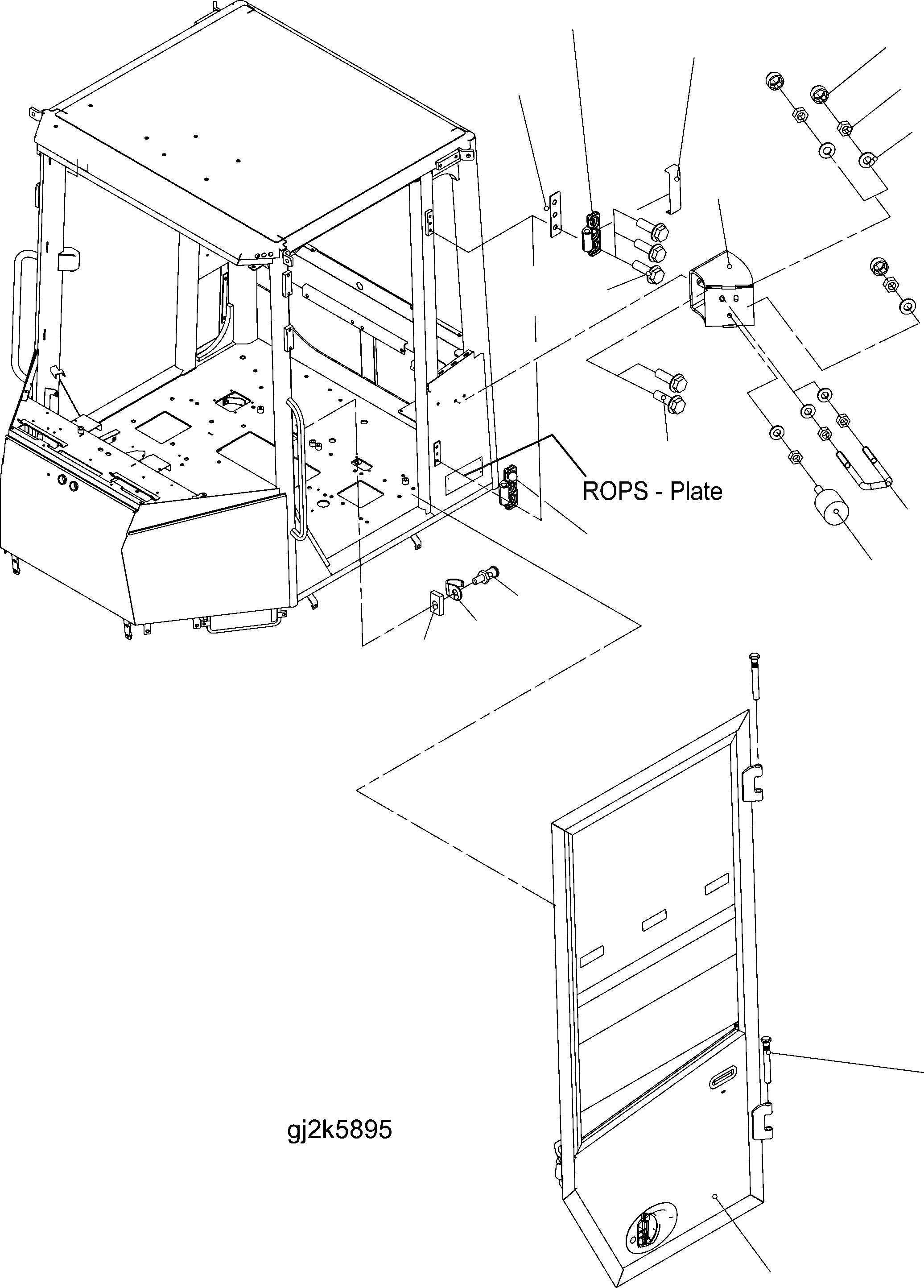 Схема запчастей Komatsu WA200-5 - КАБИНА ROPS (ДВЕРЬ LHS) (ROPS MODEL NO: 9-9-H) K OPERATORґS ОБСТАНОВКА И СИСТЕМА УПРАВЛЕНИЯ