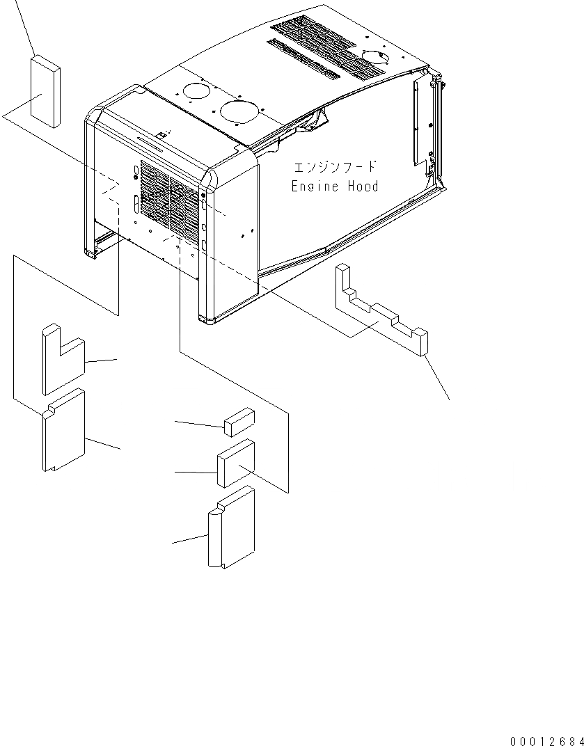 Схема запчастей Komatsu WA200-5 - КАПОТ (ЩИТКИ) M ЧАСТИ КОРПУСА