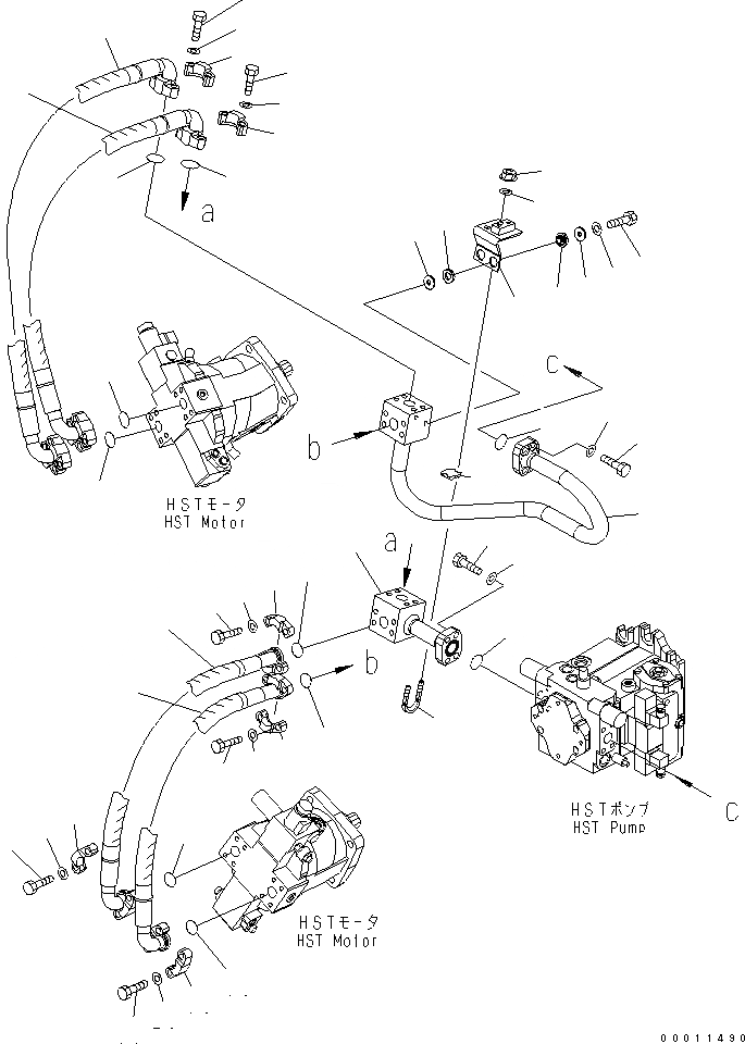 Схема запчастей Komatsu WA200L-5 - HST МАСЛ. ЛИНИЯ (ОСНОВН. ЛИНИЯ) ТРАНСМИССИЯ