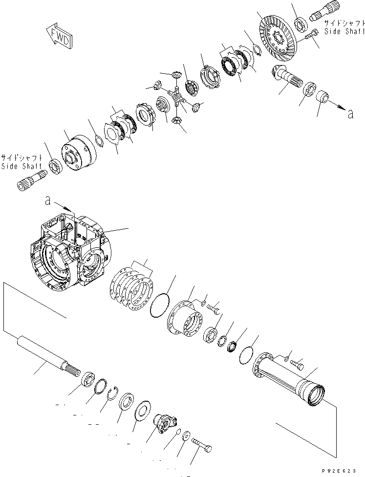 Схема запчастей Komatsu WA200L-5 - ПЕРЕДНИЙ МОСТ (ДИФФЕРЕНЦ.) (ASD) ТРАНСМИССИЯ