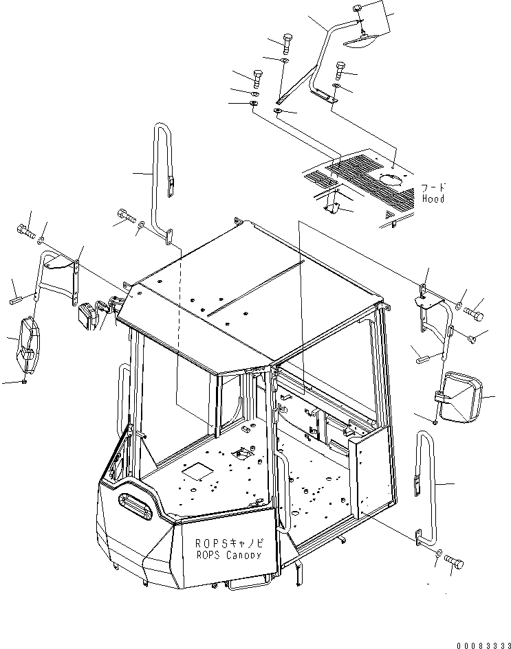 Схема запчастей Komatsu WA200PZ-6 - ЗЕРКАЛА(ДЛЯ СИСТЕМА ROPS)(№7-) ЧАСТИ КОРПУСА