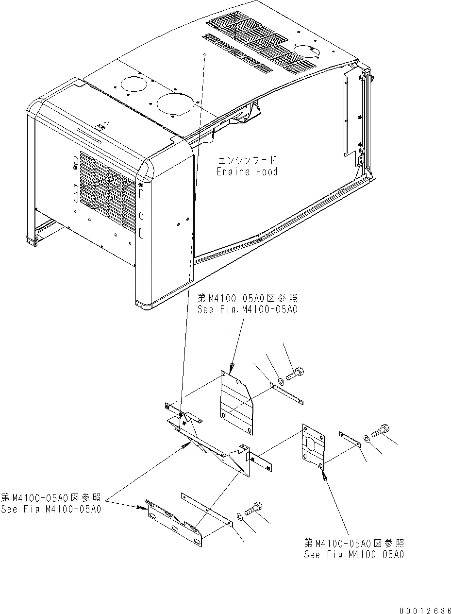 Схема запчастей Komatsu WA200PT-5 - КАПОТ (ВОЗДУХОВОДЫ SHHET) M ЧАСТИ КОРПУСА