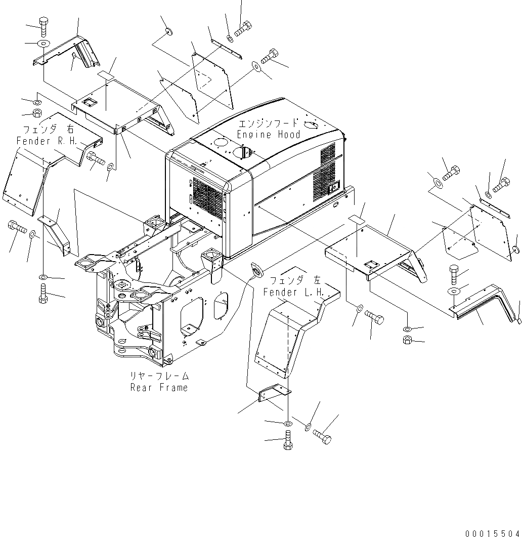 Схема запчастей Komatsu WA200PT-5 - ЗАДН. КРЫЛО (СУППОРТ) M ЧАСТИ КОРПУСА
