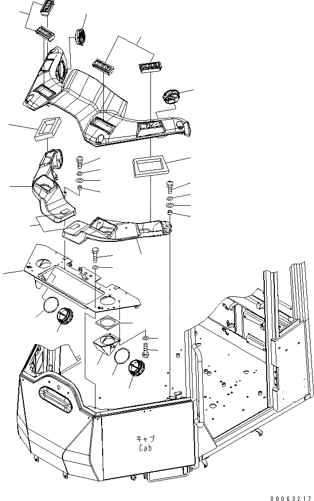 Схема запчастей Komatsu WA200PZ-6 - КОНДИЦ. ВОЗДУХА И ОБОГРЕВАТЕЛЬ. (ВОЗДУХОВОДЫ) K OPERATORґS ОБСТАНОВКА И СИСТЕМА УПРАВЛЕНИЯ