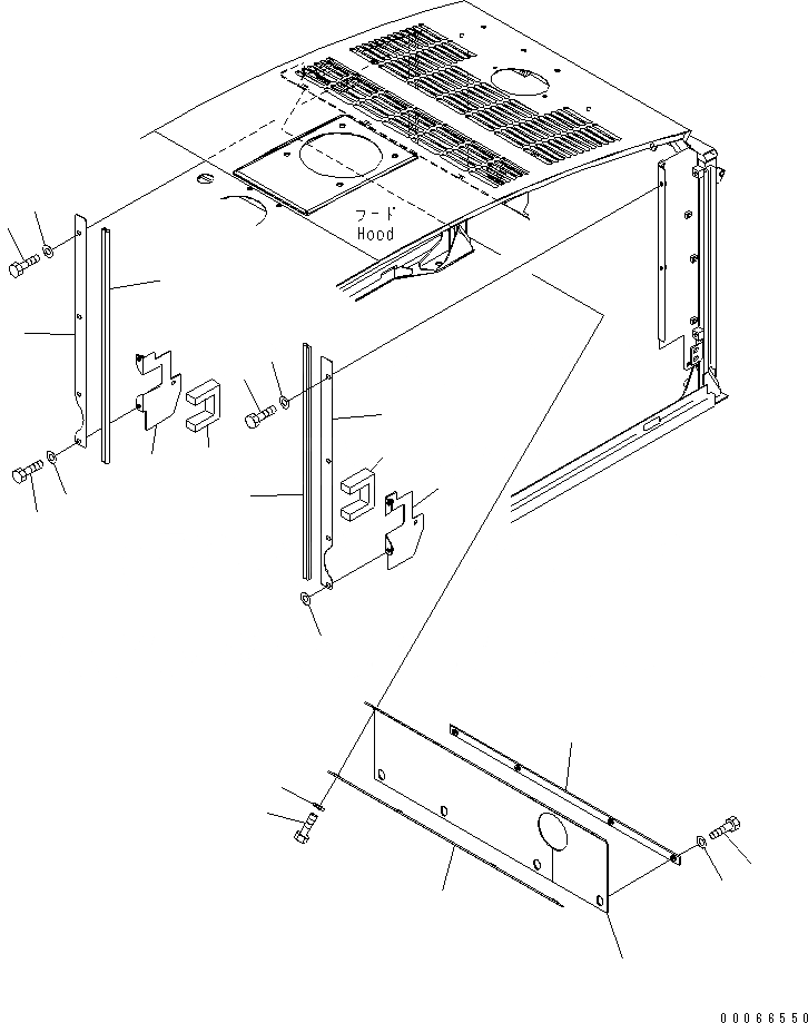 Схема запчастей Komatsu WA200PZ-6 - КАПОТ (КРЫШКАAND STRIKER) M ЧАСТИ КОРПУСА