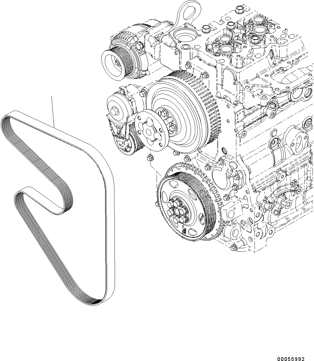 Схема запчастей Komatsu WA200PZ-6 - ВЕНТИЛЯТОР ОХЛАЖДЕНИЯ РЕМЕНЬ (ДЛЯ AMP.) (ГЕНЕРАТОР) AA ДВИГАТЕЛЬ