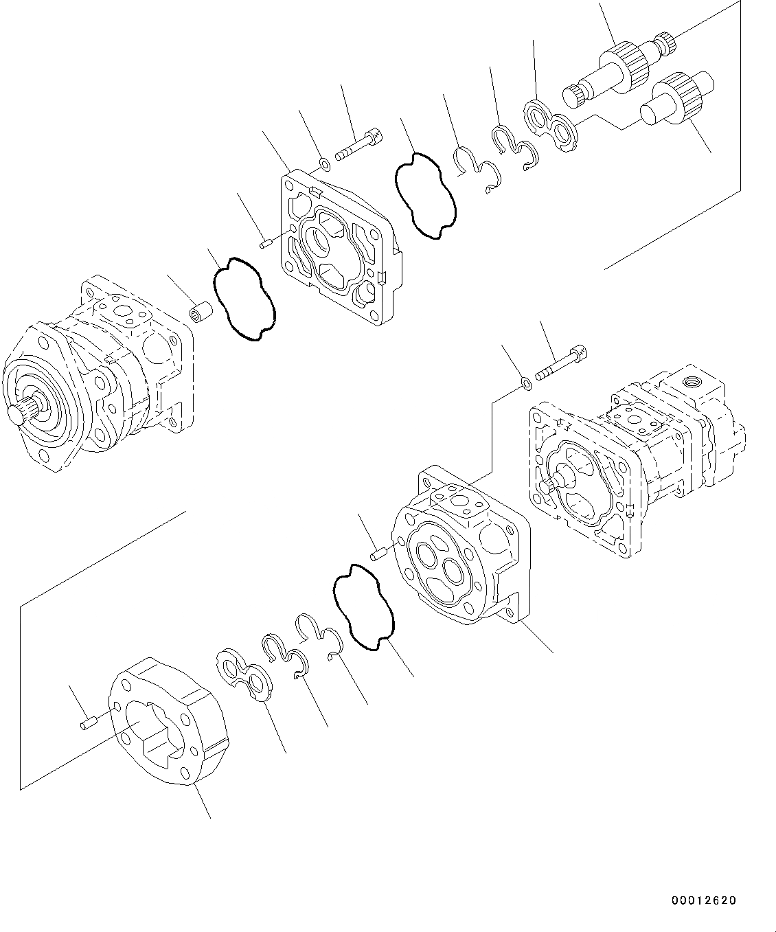 Схема запчастей Komatsu WA200PZ-6 - ГИДРАВЛ МАСЛ. НАСОС (ВНУТР. ЧАСТИ) (ГИДРАВЛ МАСЛ. НАСОС) (/) H ГИДРАВЛИКА