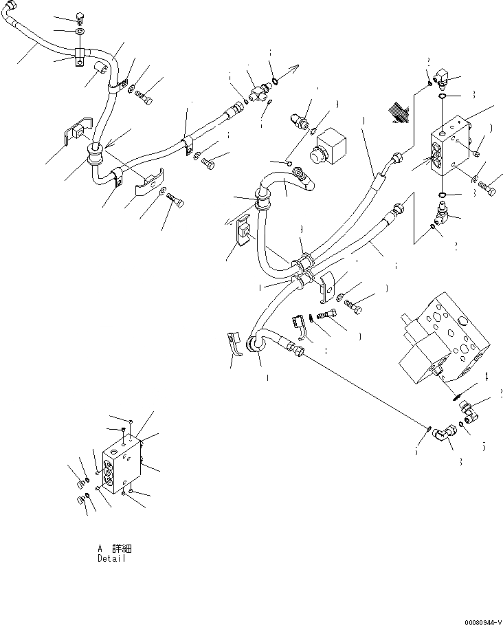 Схема запчастей Komatsu WA200PZ-6 - ЛИНИЯ ЭКСТРЕНН. РУЛЕВ. УПРАВЛ-Я (/) H ГИДРАВЛИКА
