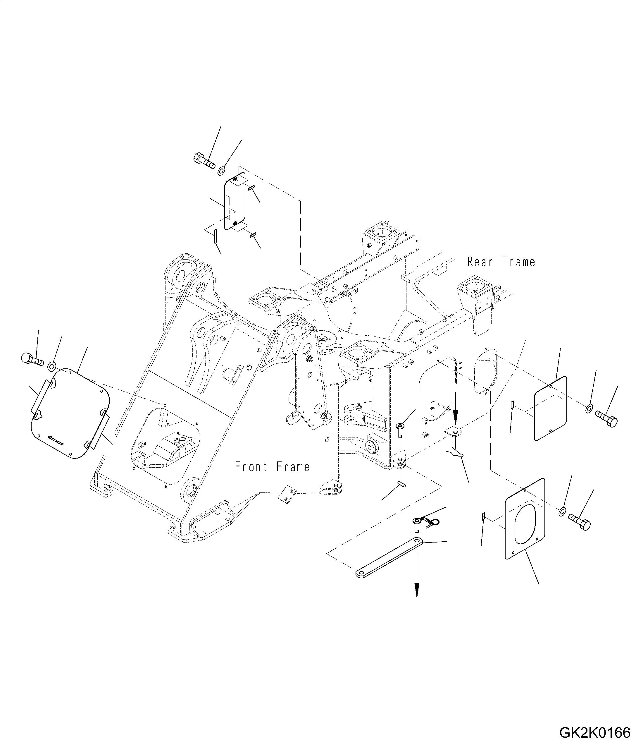 Схема запчастей Komatsu WA200PZ-6 - СОЧЛ. СОЕД. БЛОКИР. BAR И РАМА COVER J РАМА И ITS КОМПОНЕНТЫ