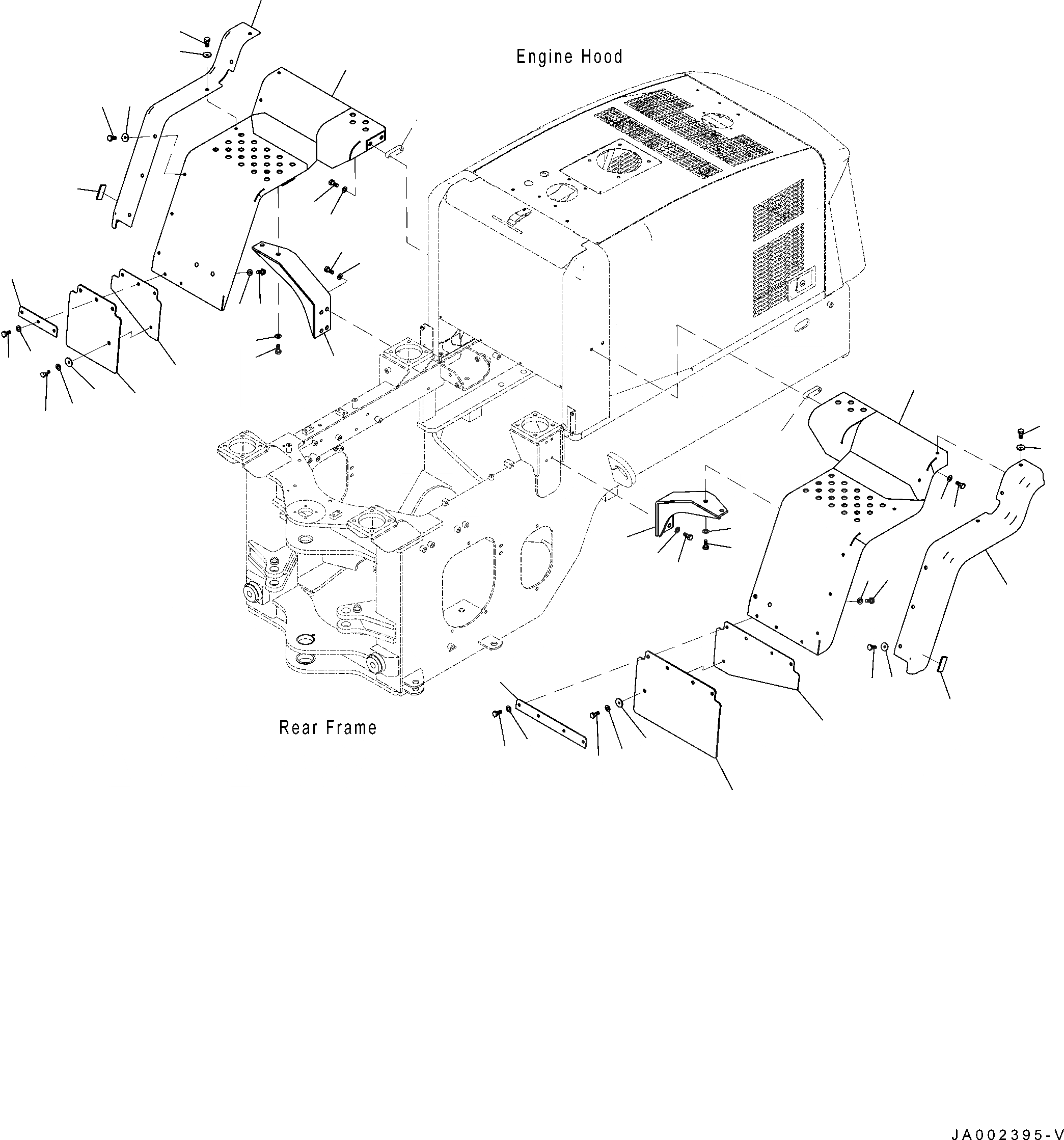 Схема запчастей Komatsu WA200PZ-6 - ЗАДН. КРЫЛО (КРЫЛО И СУППОРТ) (БЕЗ ЗАДН. ПОЛН. КРЫЛО) M ЧАСТИ КОРПУСАS И КРЫШКИ