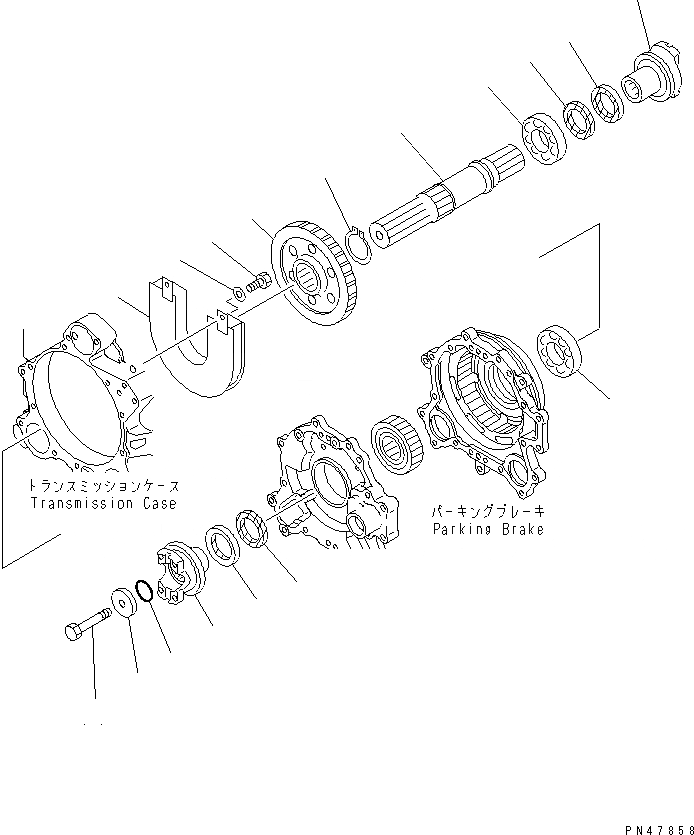 Схема запчастей Komatsu WA250-3 - ТРАНСМИССИЯ (ВЫХОДНОЙ ВАЛ)(№-) СИЛОВАЯ ПЕРЕДАЧА