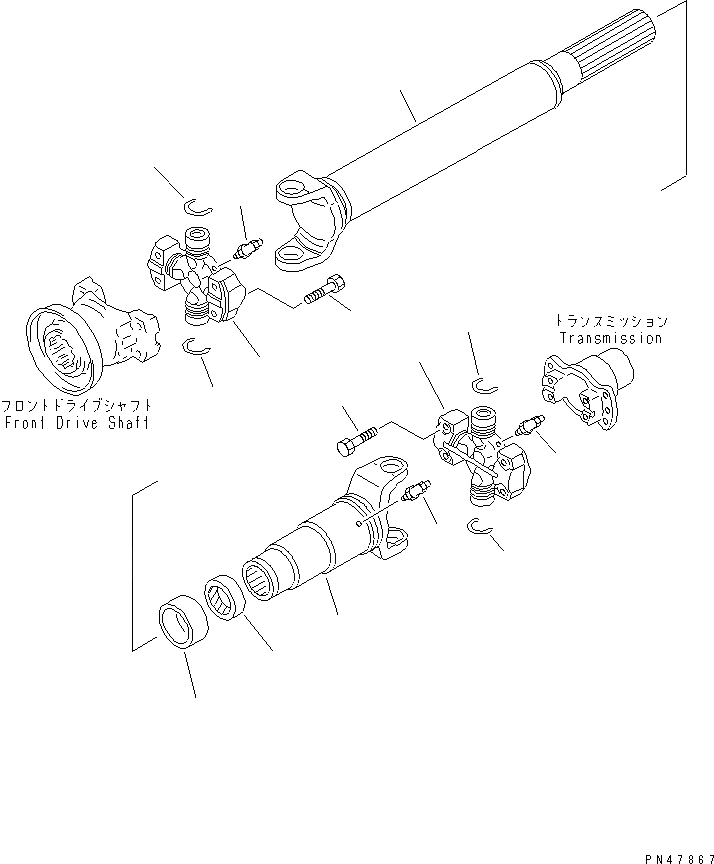 Схема запчастей Komatsu WA250-3 - ВЕДУЩ. ВАЛ (ЦЕНТР.)(№-) ВЕДУЩ. ВАЛ¤ ДИФФЕРЕНЦ. И КОЛЕСА