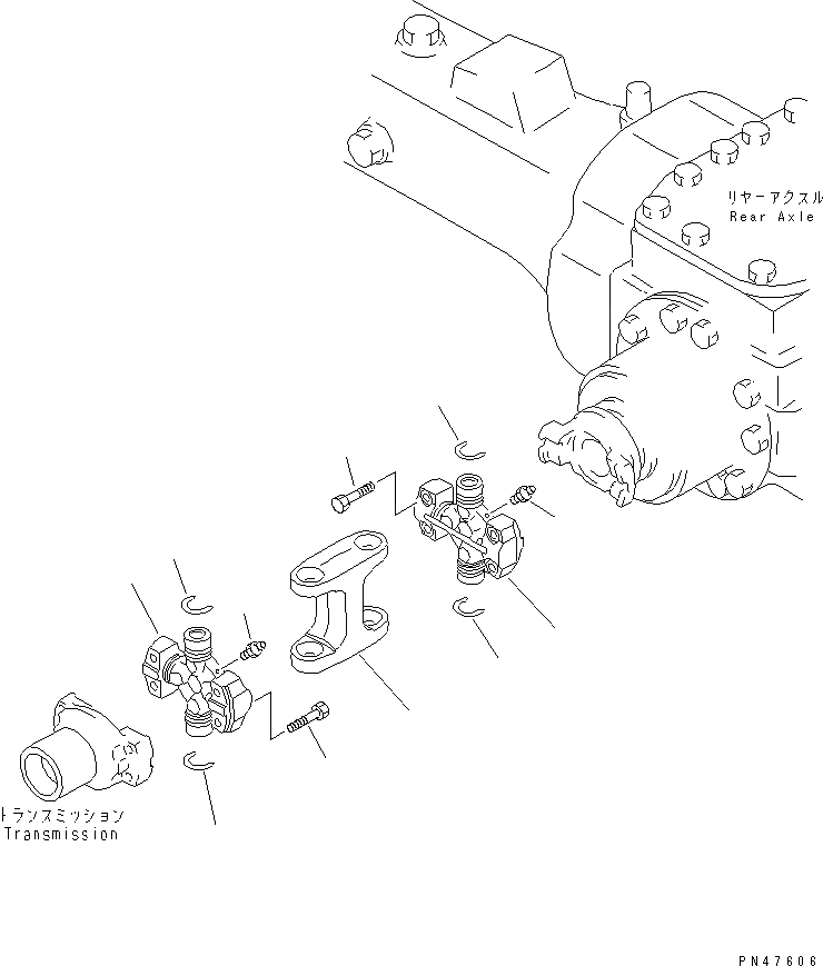 Схема запчастей Komatsu WA250-3 - ВЕДУЩ. ВАЛ (ЗАДН.)(№-) ВЕДУЩ. ВАЛ¤ ДИФФЕРЕНЦ. И КОЛЕСА