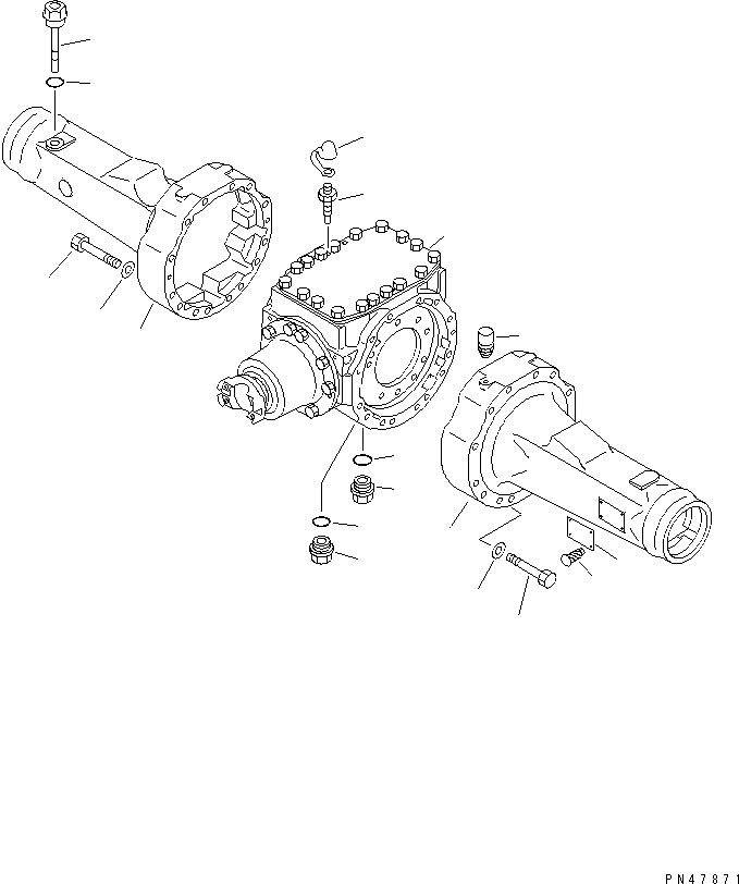 Схема запчастей Komatsu WA250-3 - КОРПУС ЗАДНЕГО МОСТА(№-) ВЕДУЩ. ВАЛ¤ ДИФФЕРЕНЦ. И КОЛЕСА