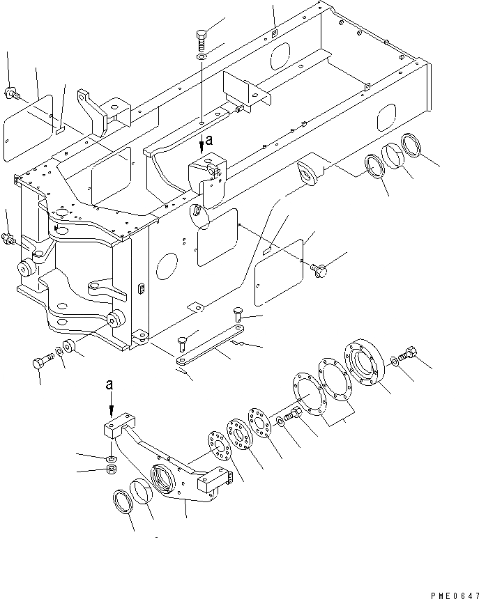 Схема запчастей Komatsu WA250-3 - ЗАДН. РАМА(№-) РАМА И ЧАСТИ КОРПУСА