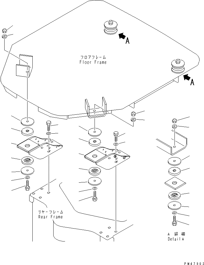 Схема запчастей Komatsu WA250-3 - ПОЛ СУППОРТ(№-) РАМА И ЧАСТИ КОРПУСА