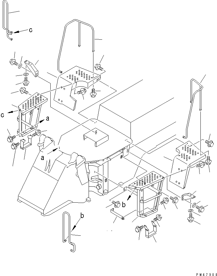 Схема запчастей Komatsu WA250-3 - ЗАДН. КРЫЛО И ЛЕСТНИЦА(№-) РАМА И ЧАСТИ КОРПУСА