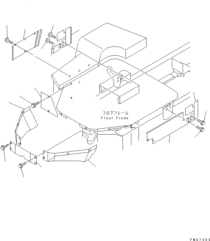 Схема запчастей Komatsu WA250-3 - ПОКРЫТИЕ ПОЛА(№-) РАМА И ЧАСТИ КОРПУСА