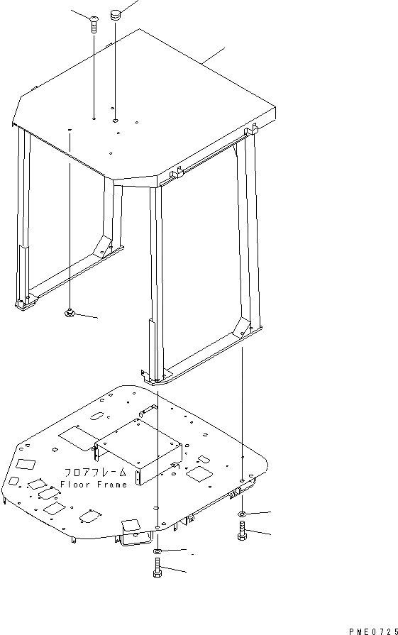 Схема запчастей Komatsu WA250-3 - СИСТЕМА ROPS(№-) РАМА И ЧАСТИ КОРПУСА