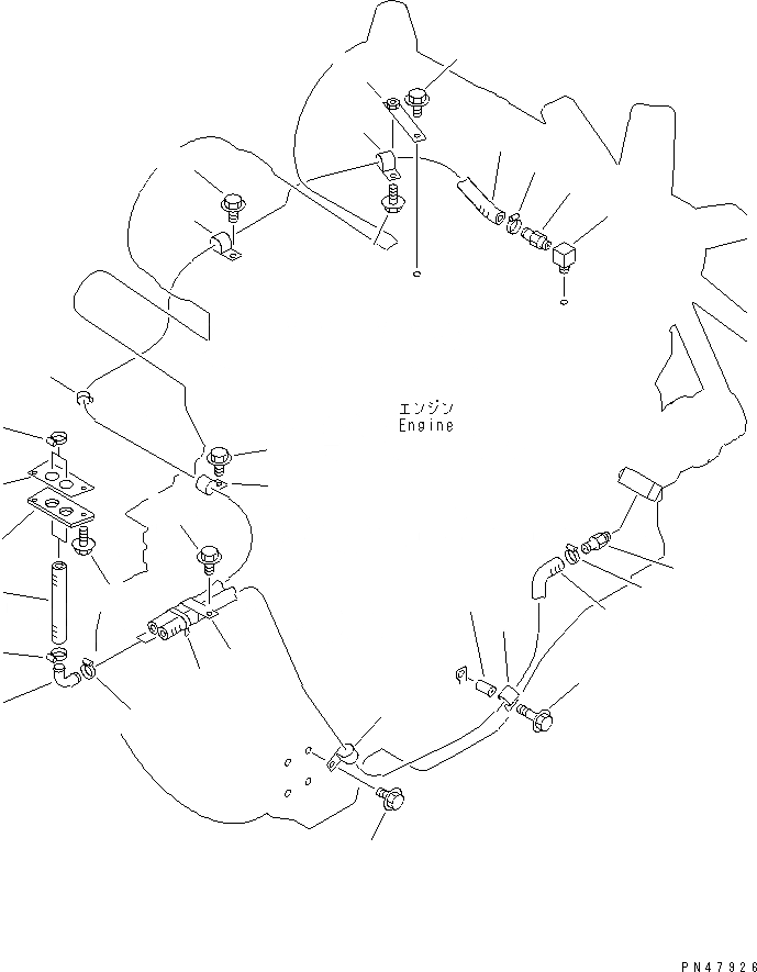 Схема запчастей Komatsu WA250-3 - ЧАСТИ ОБОГР-ЛЯ (PUSH УПРАВЛ-Е ТИП) (/)        (ГИДР. ПРОВОД. ОБОГРЕВАТЕЛЯ)(№-) РАМА И ЧАСТИ КОРПУСА