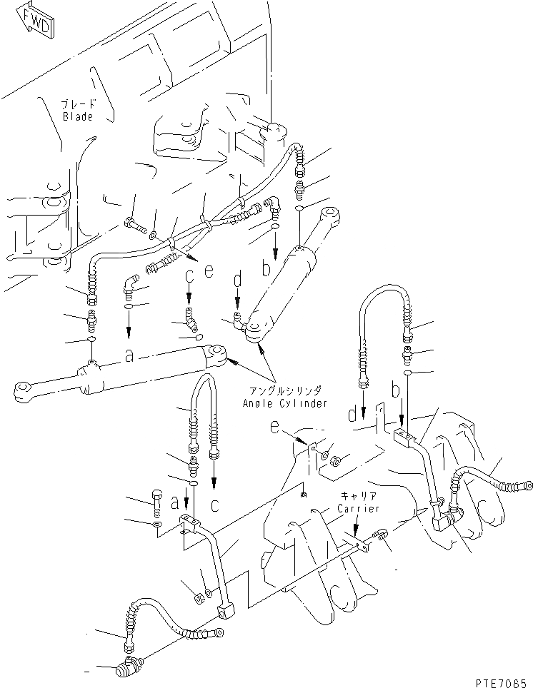 Схема запчастей Komatsu WA250-3-SN - ОТВАЛ (ЦИЛИНДР НАКЛОНА ЛИНИЯ) (P.A.P.) РАБОЧЕЕ ОБОРУДОВАНИЕ