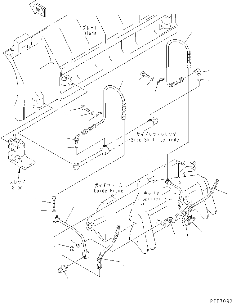 Схема запчастей Komatsu WA250-3-SN - ОТВАЛ (БОКОВ. СДВИГ ЛИНИЯ ЦИЛИНДРА) (S.P.A.P.) РАБОЧЕЕ ОБОРУДОВАНИЕ