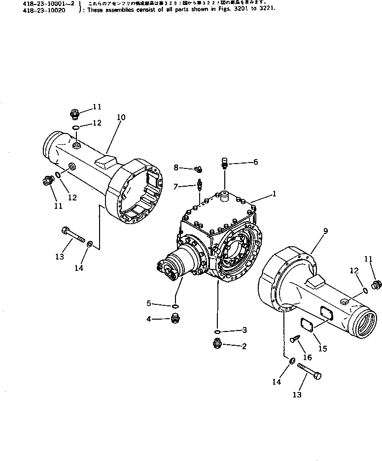 Схема запчастей Komatsu WA250-1 - КОРПУС ЗАДНЕГО МОСТА ВЕДУЩ. ВАЛ¤ ДИФФЕРЕНЦ. И КОЛЕСА