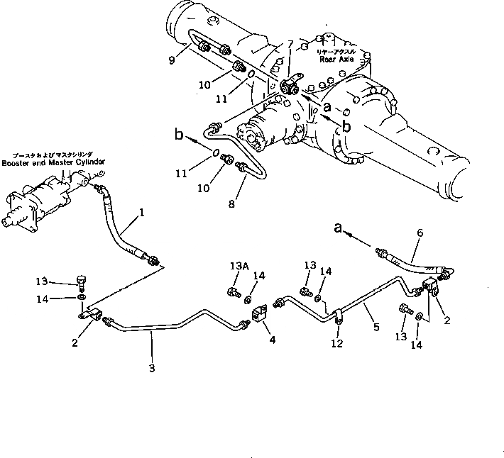 Схема запчастей Komatsu WA250-1 - ТОРМОЗ. МАСЛОПРОВОДЯЩАЯ ЛИНИЯ (/) ВЕДУЩ. ВАЛ¤ ДИФФЕРЕНЦ. И КОЛЕСА