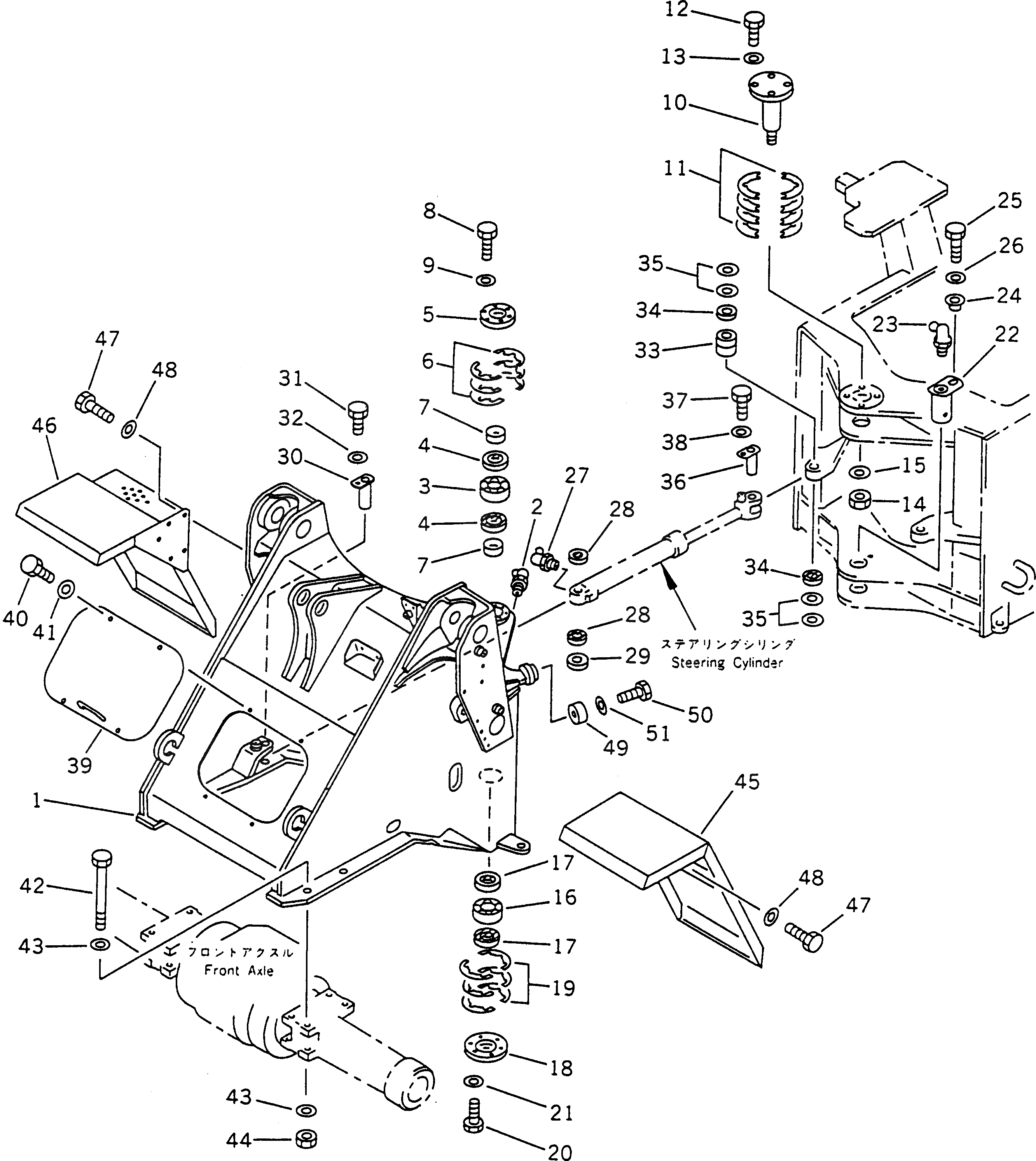 Схема запчастей Komatsu WA250-1 - ПЕРЕДН. РАМА РАМА И ЧАСТИ КОРПУСА