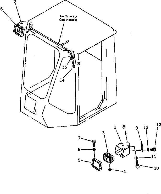 Схема запчастей Komatsu WA250-1 - ПЕРЕДН. WARK ОСВЕЩЕНИЕ РАМА И ЧАСТИ КОРПУСА