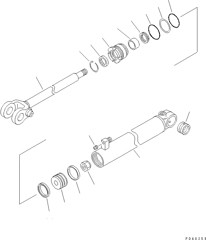 Схема запчастей Komatsu WA250-3 - ЦИЛИНДР РУЛЕВ. УПР-Я ОСНОВН. КОМПОНЕНТЫ И РЕМКОМПЛЕКТЫ