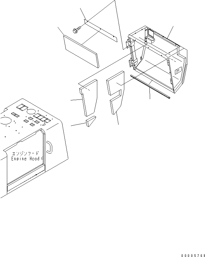 Схема запчастей Komatsu WA250-3 - ЩИТКИ (ДЛЯ ЗАДН. ВОЗДУХОВОД) (SUPER БЕСШУМН. СПЕЦИФ-Я) ЧАСТИ КОРПУСА