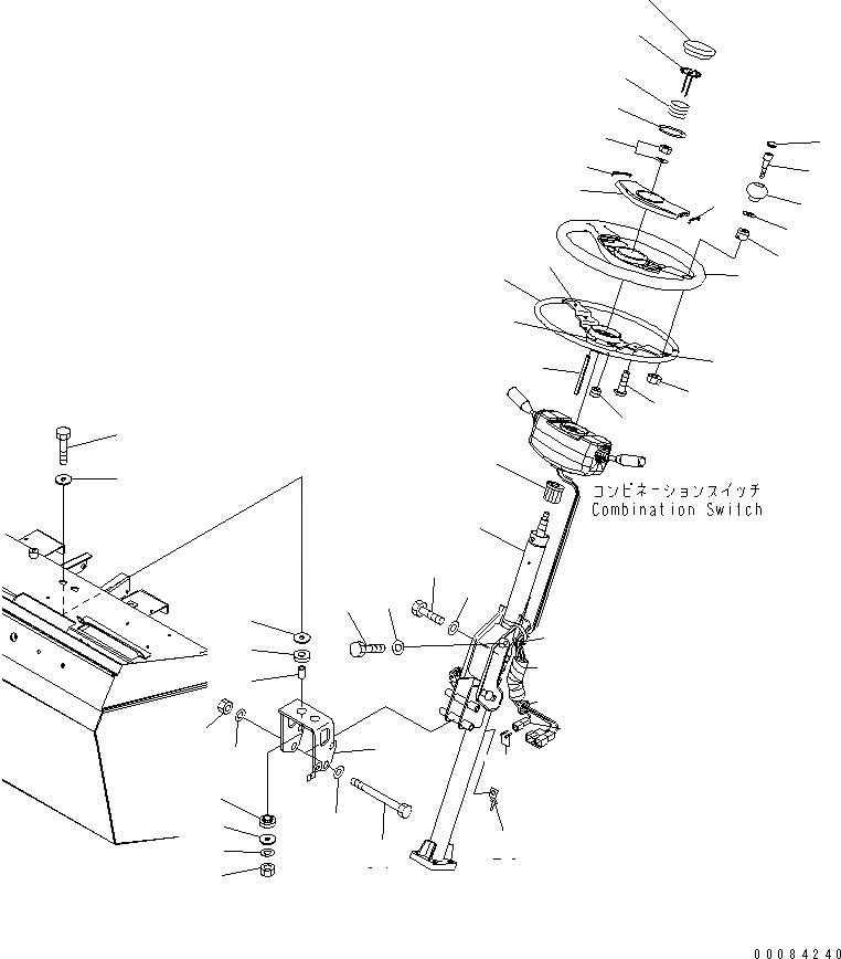 Схема запчастей Komatsu WA250-5 - РУЛЕВОЕ КОЛЕСО (КОЛОНКА И ORBITROL)(№77-) КАБИНА ОПЕРАТОРА И СИСТЕМА УПРАВЛЕНИЯ