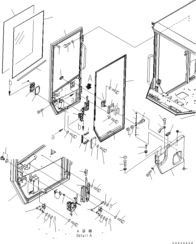 Схема запчастей Komatsu WA250-5 - КАБИНА ROPS (ДВЕРЬ ПРАВ.)(№779-) КАБИНА ОПЕРАТОРА И СИСТЕМА УПРАВЛЕНИЯ