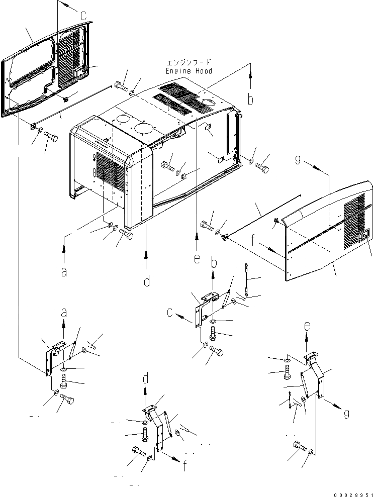 Схема запчастей Komatsu WA250-5 - КАПОТ (ДВЕРЬ) ЧАСТИ КОРПУСА