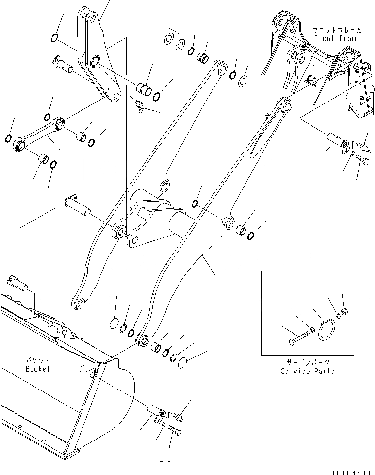 Схема запчастей Komatsu WA250-5 - РУКОЯТЬ И BELL CRANK (СТРЕЛА) (ДЛЯ ВЫСОК. ПОДЪЕМА)(№7-778) РАБОЧЕЕ ОБОРУДОВАНИЕ