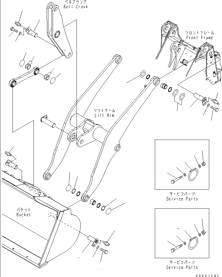 Схема запчастей Komatsu WA250-5 - РУКОЯТЬ И BELL CRANK (ПАЛЕЦ) (/)(№778-) РАБОЧЕЕ ОБОРУДОВАНИЕ