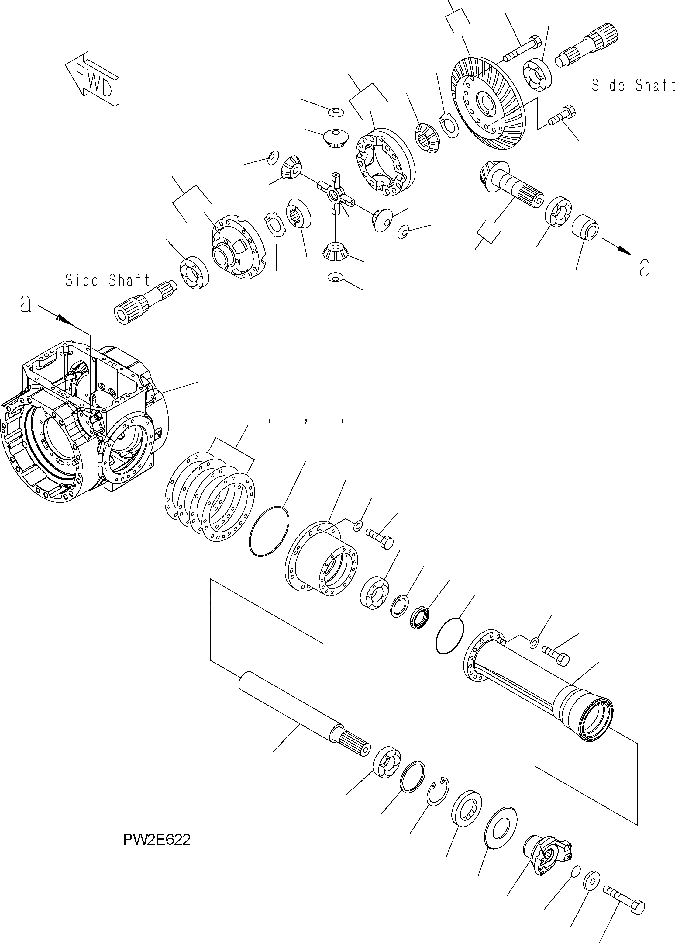 Схема запчастей Komatsu WA250-5 - ПЕРЕДНИЙ МОСТ (STD - ДИФФЕРЕНЦ.) F ТРАНСМИССИЯ