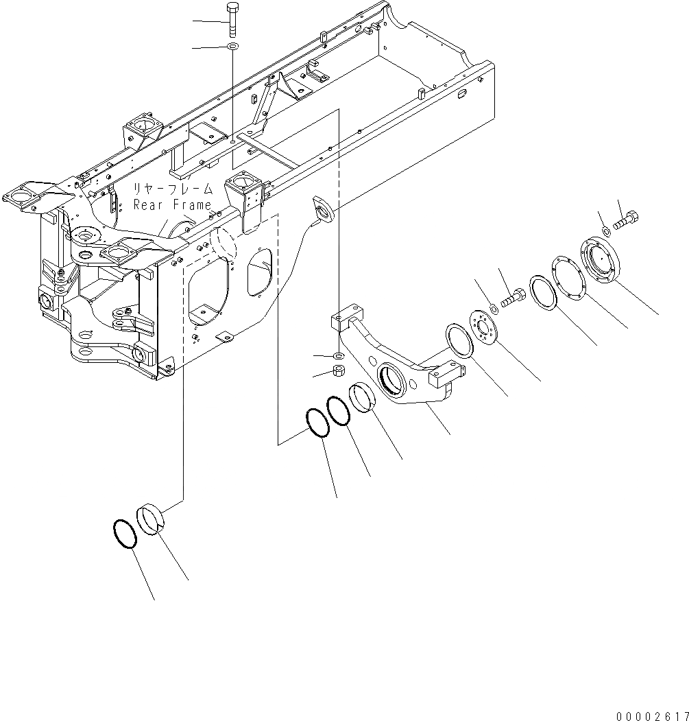 Схема запчастей Komatsu WA250-5 - ЗАДН. МОСТ СУППОРТ J ОСНОВНАЯ РАМА И ЕЕ ЧАСТИ