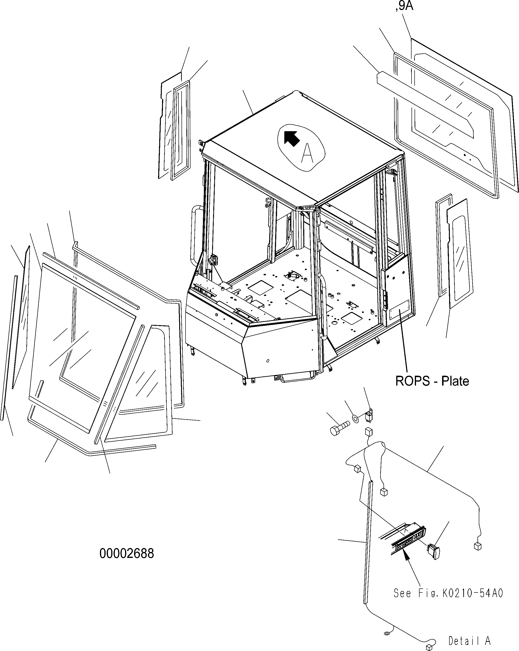 Схема запчастей Komatsu WA250-5 - КАБИНА ROPS (КУЗОВ И СТЕКЛА) (ROPS MODEL NO: VBIA-R) K OPERATORґS ОБСТАНОВКА И СИСТЕМА УПРАВЛЕНИЯ